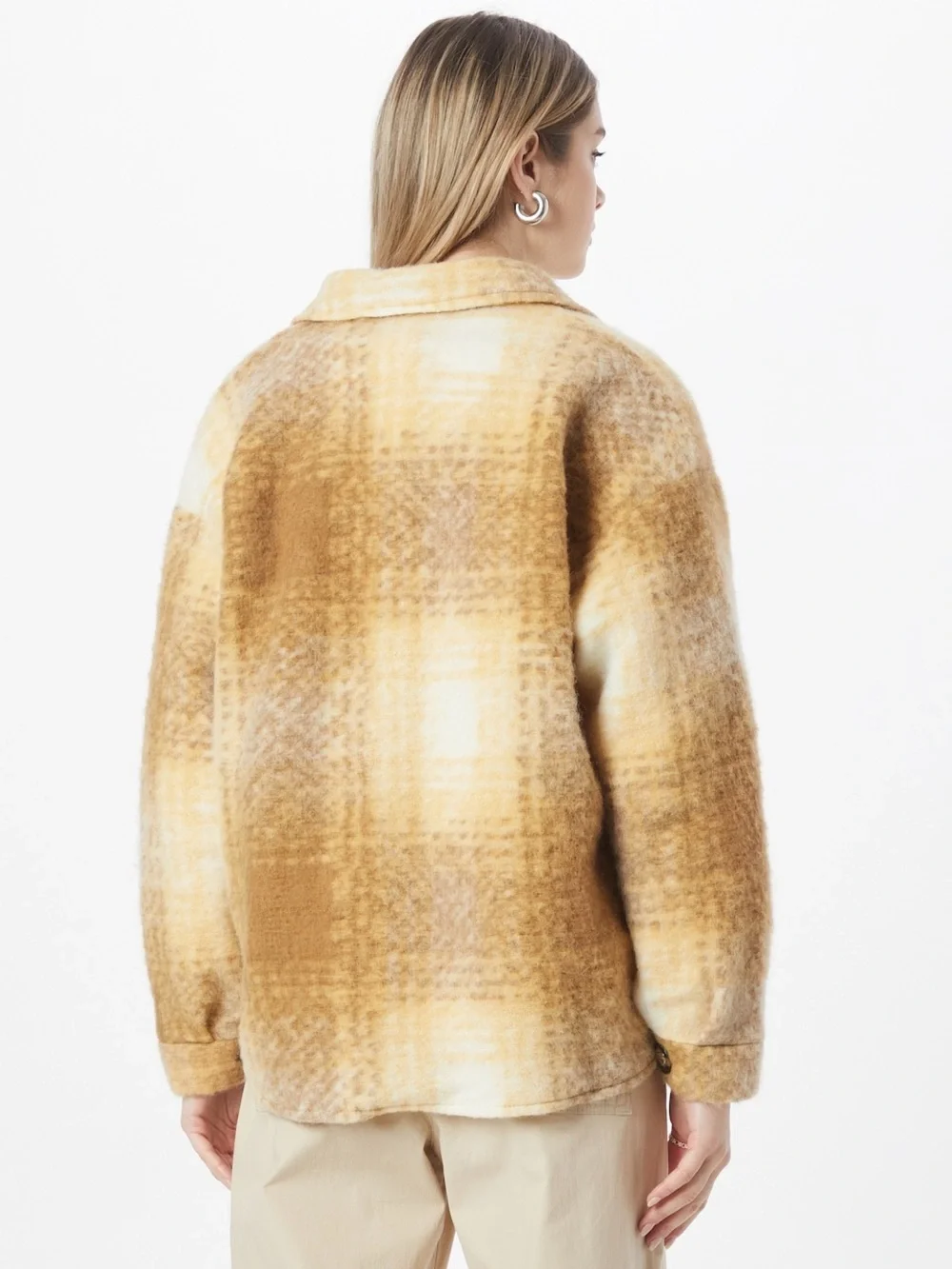 Nasty Gal Between Season Wool-Blend Yellow Plaid Shacket Shirt Jacket